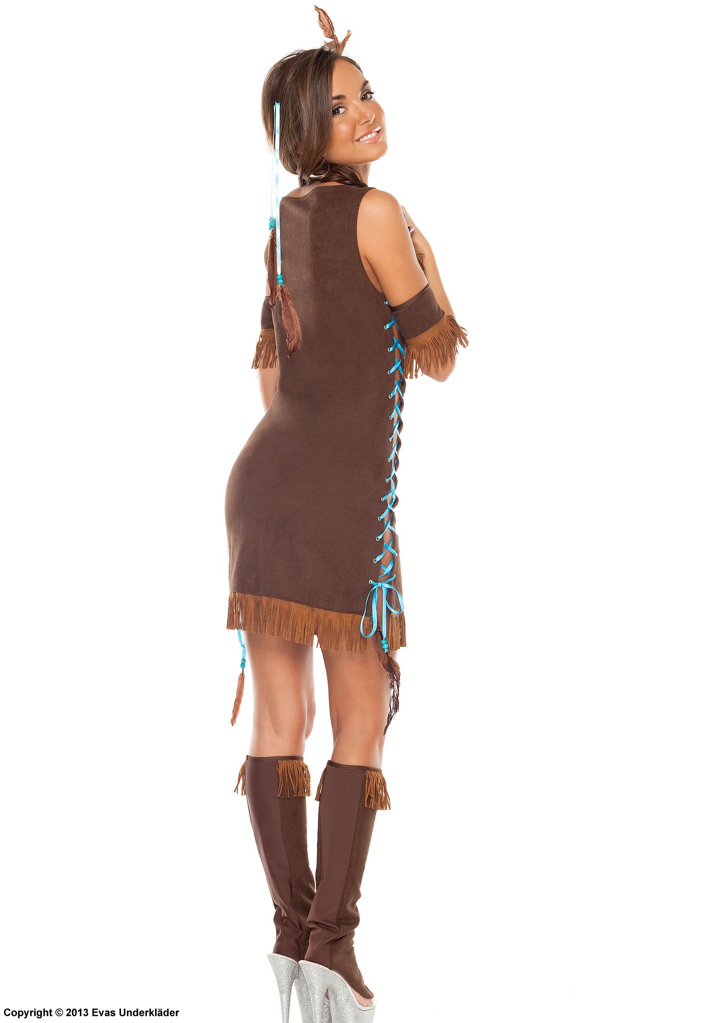 Pocahontas, costume dress, lacing, fringes, beads